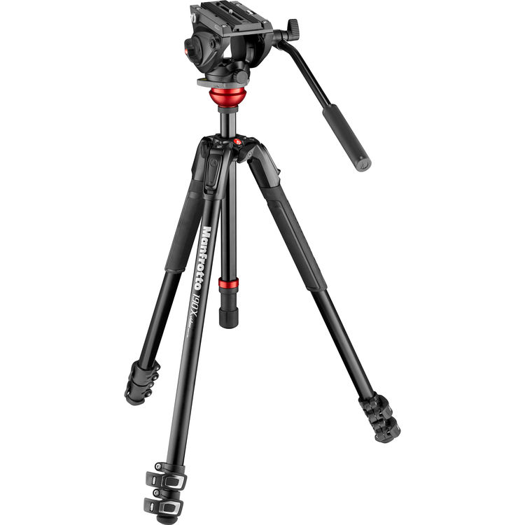 [SAP-SUP-M190-01] Manfrotto 190X & MVH500AH Aluminum Tripod