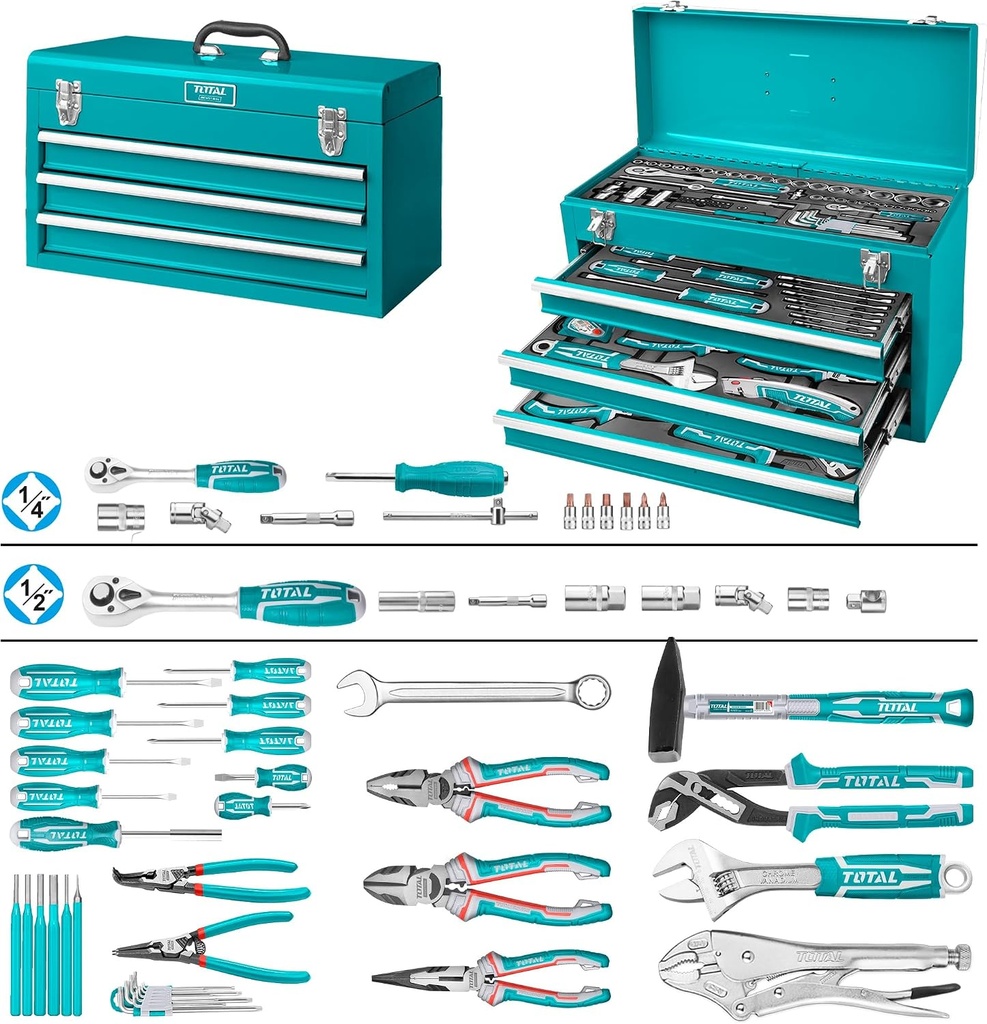 [SAP-GRP-BOX132-01] TOTAL Versatile 132-Pcs On-Set Tool Box Kit